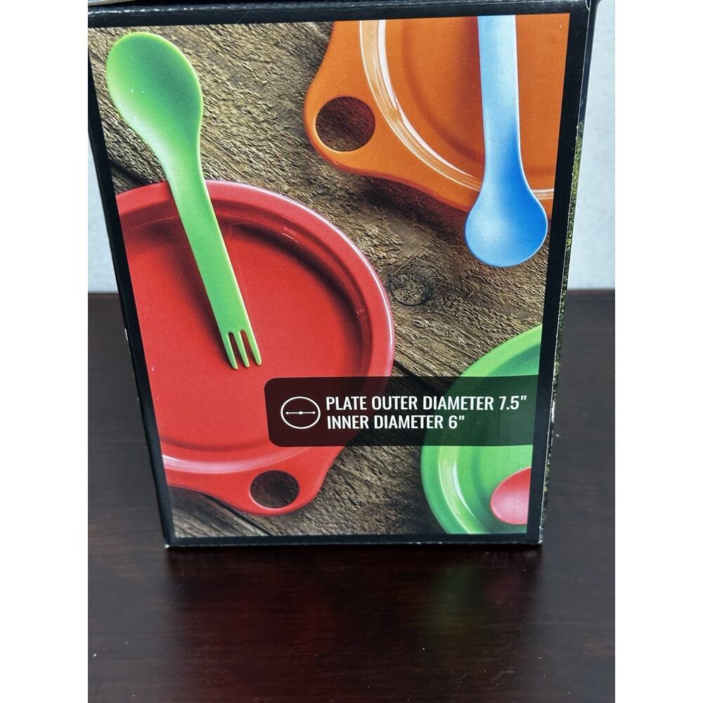 Camping 5 Person Outdoor Dining Set Plates Cups Forks Pitcher Reusable NIB - Picture 3 of 5